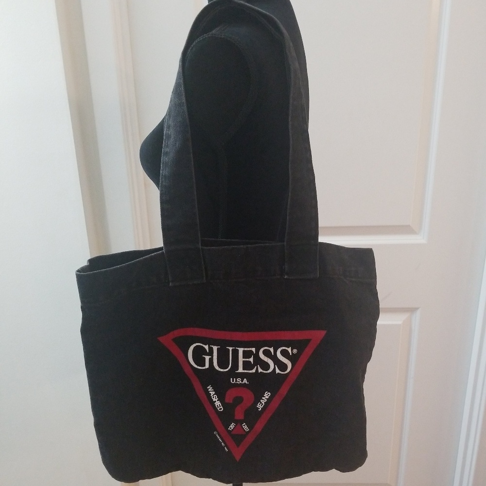 Vintage 1980s Guess Charcoal Denim Tote Bag